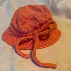 Levi's Bright Orange Terry Cloth Bow Bucket Hat